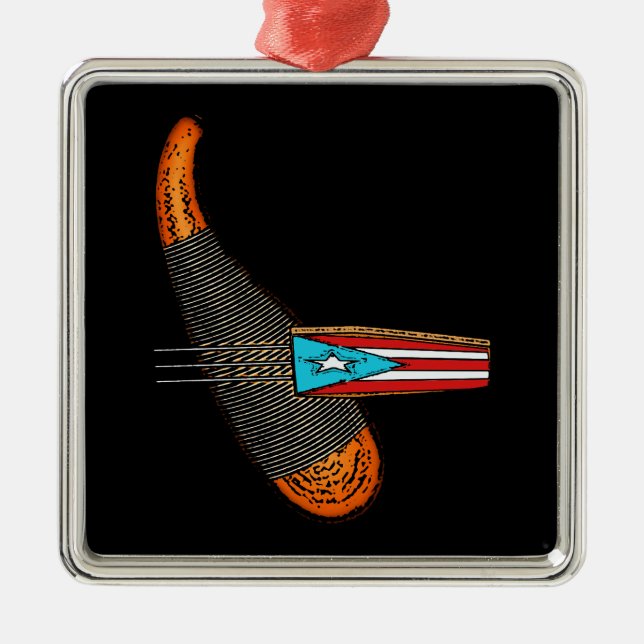 Puerto Rico Flag Guiro Metal Ornament (Front)