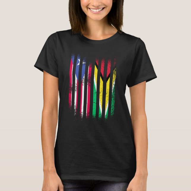 Puerto Rico Flag Guyana Grown Country Flags Stripe T-Shirt (Front)
