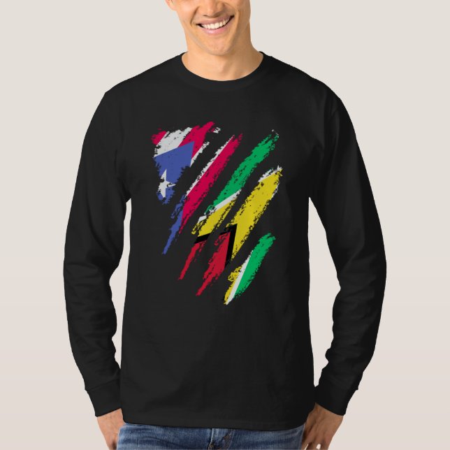 Puerto Rico Flag Guyana Grown Patriot Country Stri T-Shirt (Front)