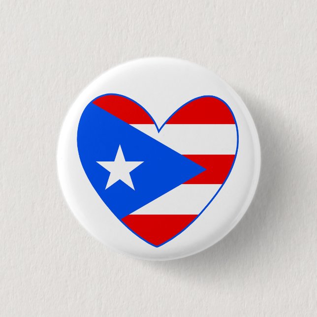 Puerto Rico flag heart  Button (Front)