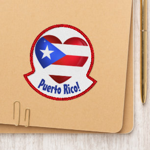 Puerto Rico Flag Heart Iron On Patch