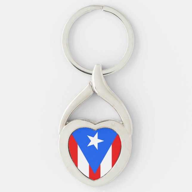 Puerto Rico flag heart keychain gift (Front)