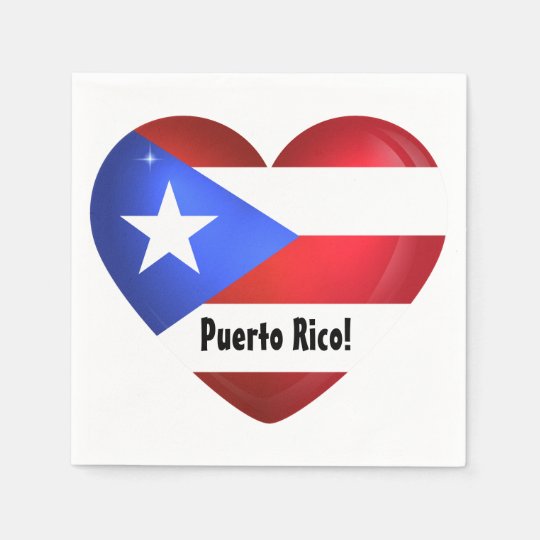 Puerto Rico Flag Heart Napkins 