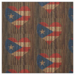 Puerto+Rico Flag Heart on Wood theme Fabric