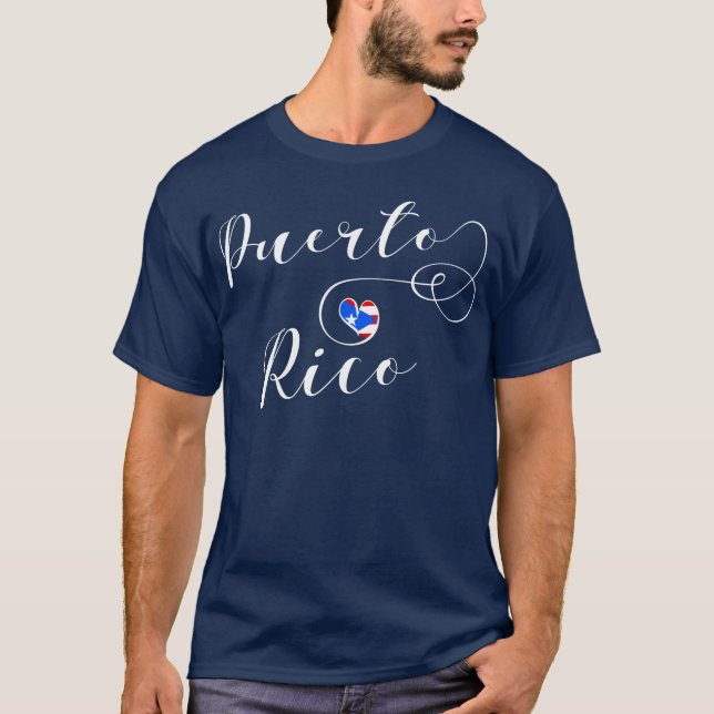 Puerto Rico Flag Heart, Puerto Rican Design T-Shirt (Front)