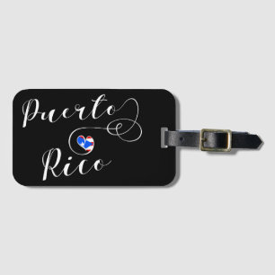 Puerto Rico Flag Heart, Puerto Rican Flag Luggage Tag