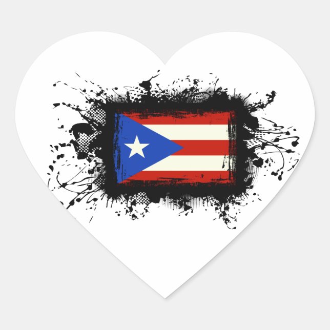 Puerto Rico Flag Heart Sticker (Front)