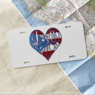 Puerto Rico Flag Heart Sticker License Plate