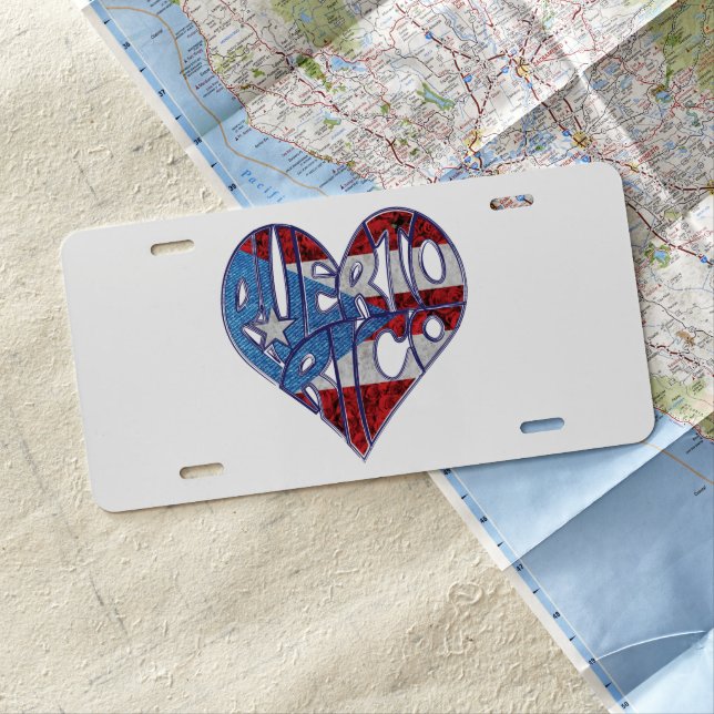 Puerto Rico Flag Heart Sticker  License Plate (In Situ)
