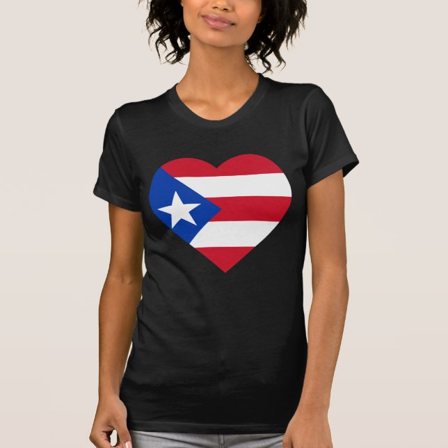 Puerto Rico Flag Heart T-Shirt (Front)