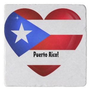 Puerto Rico Flag Heart Trivet