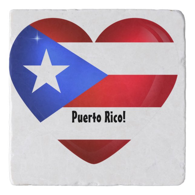 Puerto Rico Flag Heart Trivet (Front)