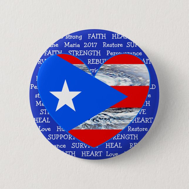 Puerto Rico Flag Hurricane Maria 2017 Button (Front)