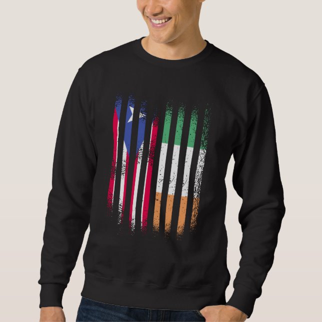Puerto Rico Flag Ireland Grown Country Flags Strip Sweatshirt (Front)