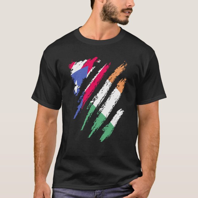 Puerto Rico Flag Ireland Grown Patriot Country Str T-Shirt (Front)