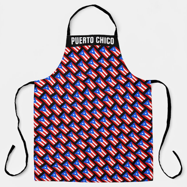 Puerto Rico flag large custom BBQ kitchen apron (Front)