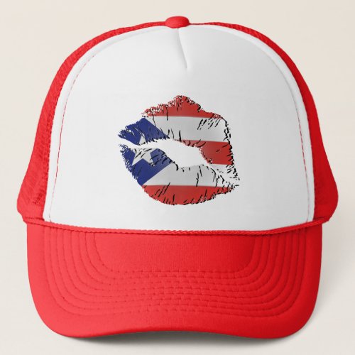 Puerto Rico Flag Lips Trucker Hat