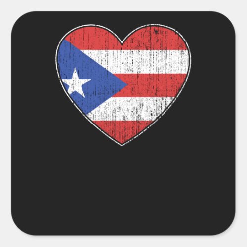 Puerto Rico Flag Love Heart Puertorican Square Sticker