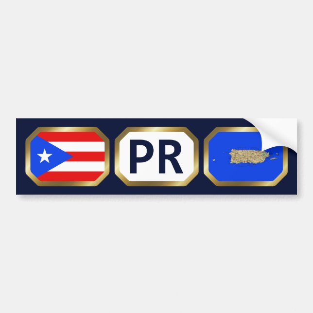 Puerto Rico Flag Map Code Bumper Sticker (Front)