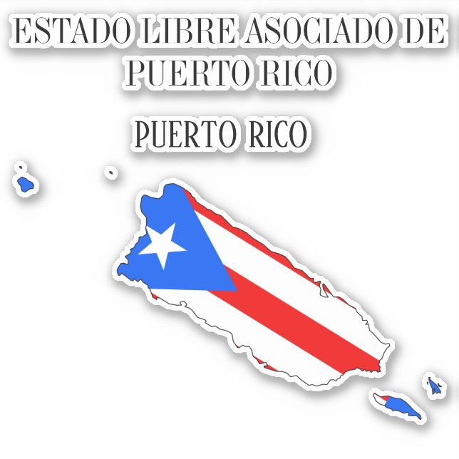 Puerto Rico Flag Map Outline Sticker (Front)