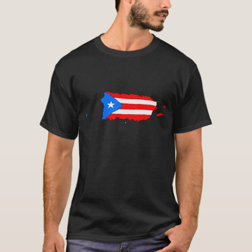 Puerto Rico Flag Map T_Shirt