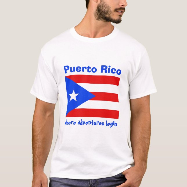 Puerto Rico Flag + Map + Text T-Shirt (Front)