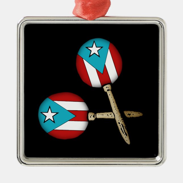 Puerto Rico Flag Maracas  Metal Ornament (Front)