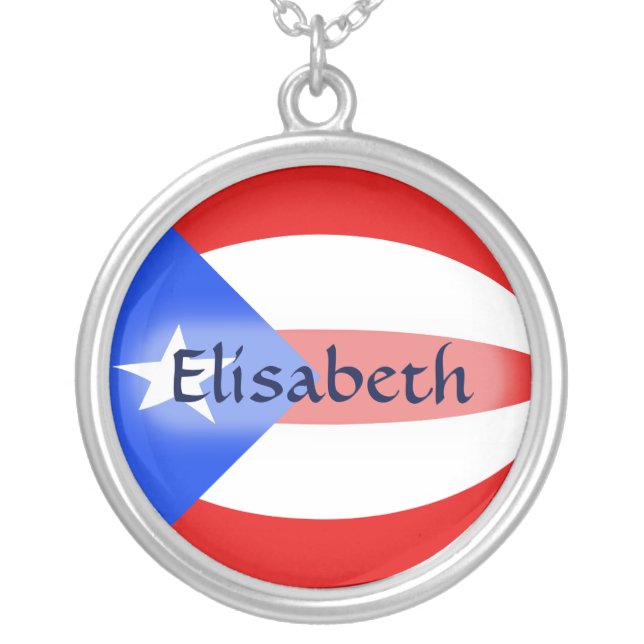 Puerto Rico Flag + Name Necklace (Front)