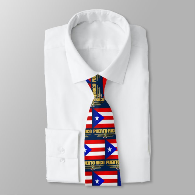 Puerto Rico Flag Neck Tie (Tied)