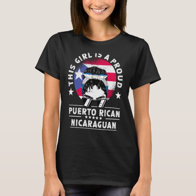 Puerto Rico Flag Nicaragua Grown Women Girl Pride T-Shirt (Front)