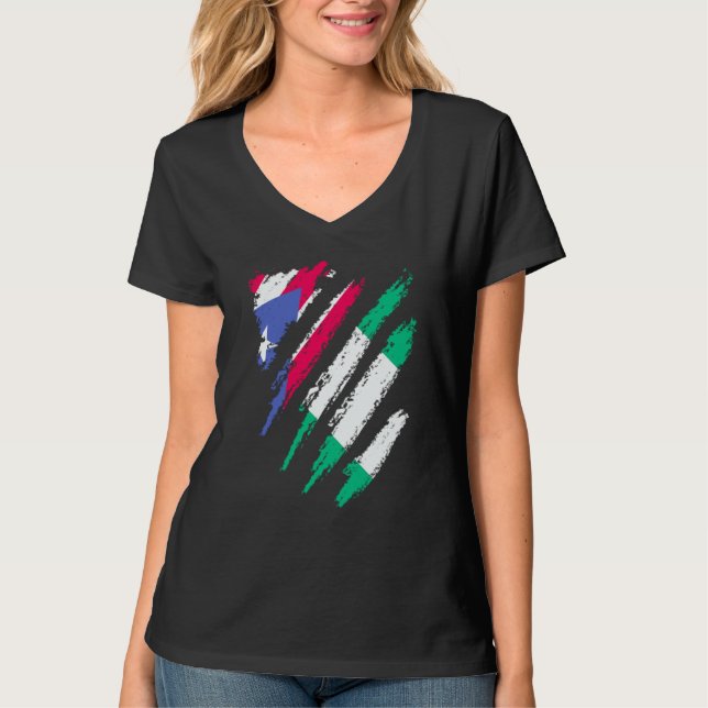 Puerto Rico Flag Nigeria Grown Patriot Country Str T-Shirt (Front)