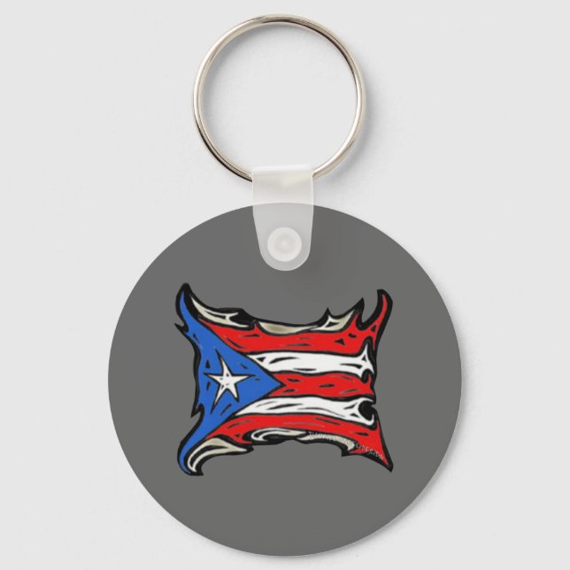 Puerto Rico Flag of Reggaeton Keychain (Front)