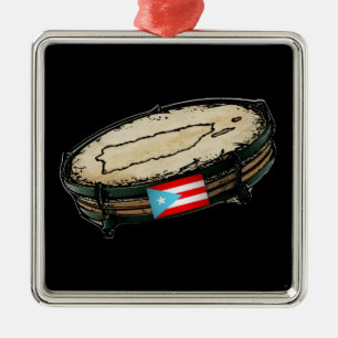 Puerto Rico Flag Pandera Metal Ornament