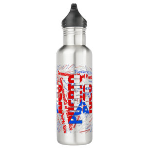Puerto Rico Flag Patriotic Stainless Steel Water Bottle