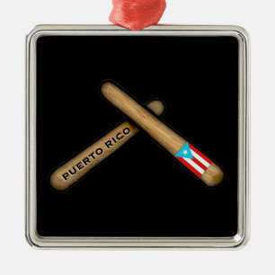 Puerto Rico Flag Percussion Sticks I Palitos Metal Ornament