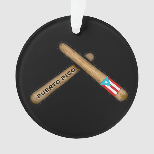 Puerto Rico Flag Percussion Sticks I Palitos  Ornament (Front)
