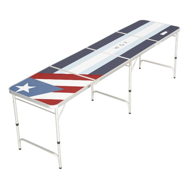 Puerto Rico Flag Personalized Beer Pong Table (Angled)