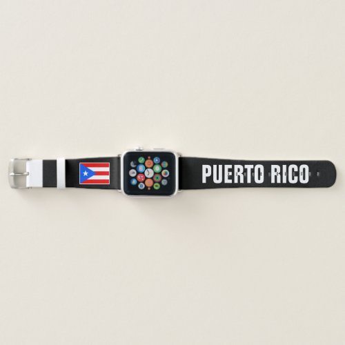 Puerto Rico flag personalized bold letter black Apple Watch Band