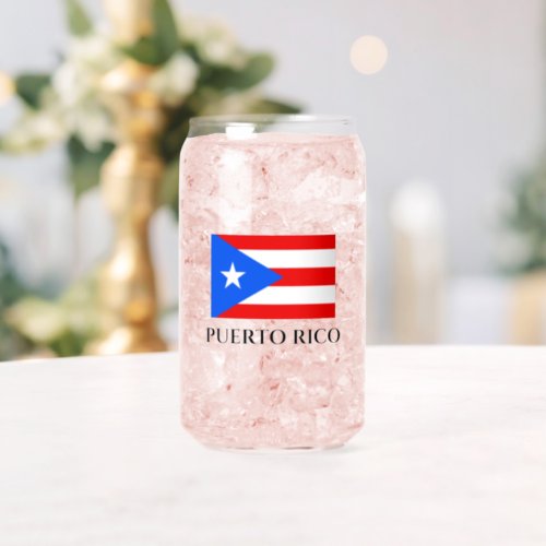 Puerto Rico flag personalized can shaped glass