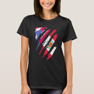 Puerto Rico Flag Peru Grown Patriot Country Stripe T-Shirt