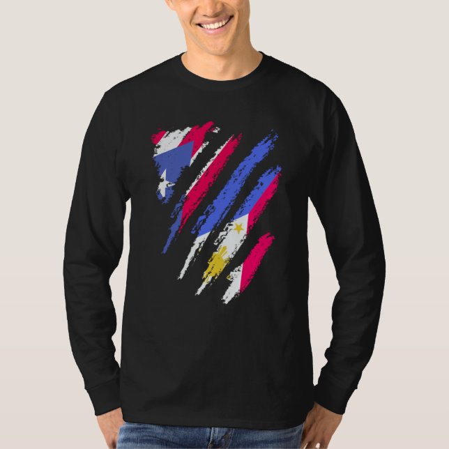 Puerto Rico Flag Philippines Grown Patriot Country T-Shirt (Front)