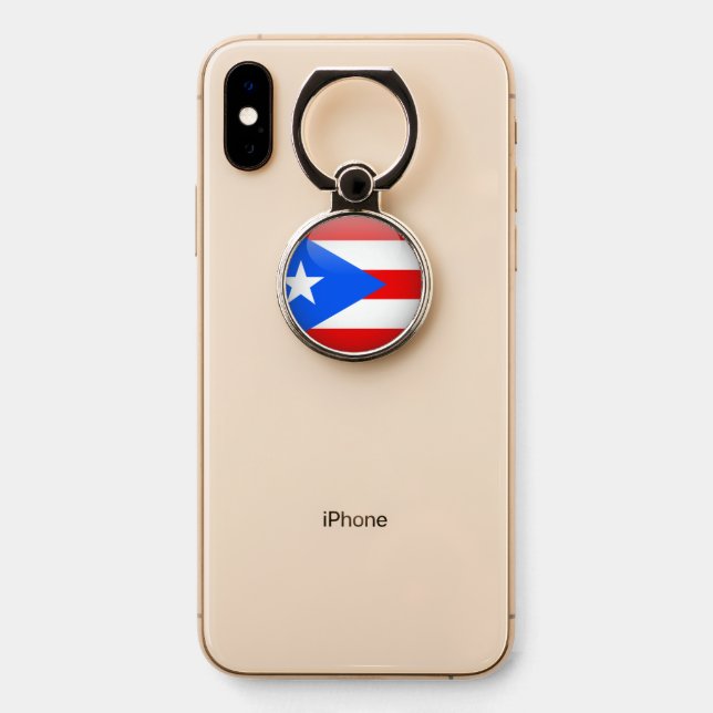 Puerto Rico Flag Phone Grip Ring Holder. (On Phone)