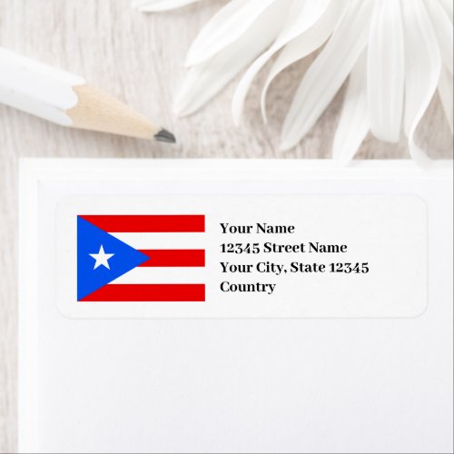 Puerto Rico flag return address labels