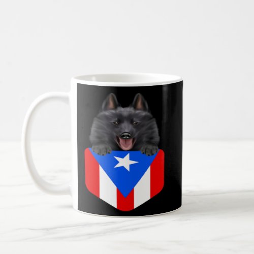 Puerto Rico Flag Schipperke Dog In Pocket  Coffee Mug