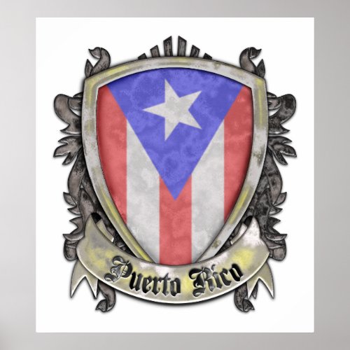 Puerto Rico Flag _ Shield Crest Poster