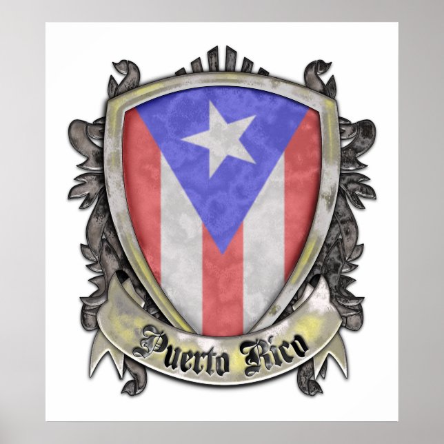 Puerto Rico Flag - Shield Crest Poster (Front)