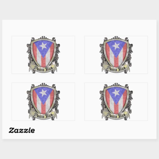 Puerto Rico Flag Shield Crest Rectangular Sticker Zazzle