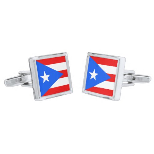 Puerto Rico flag silver plated cufflinks gift