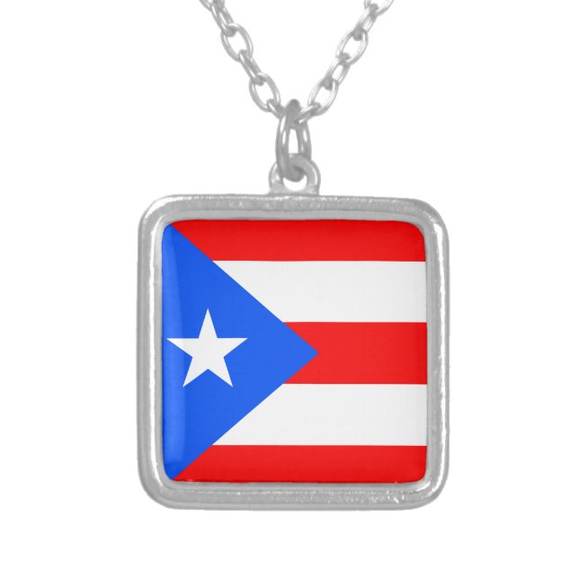 Puerto Rico Flag Silver Plated Necklace (Front)