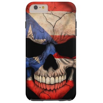 Puerto Rico Flag Skull On Black Tough Iphone 6 Plus Case by JeffBartels at Zazzle